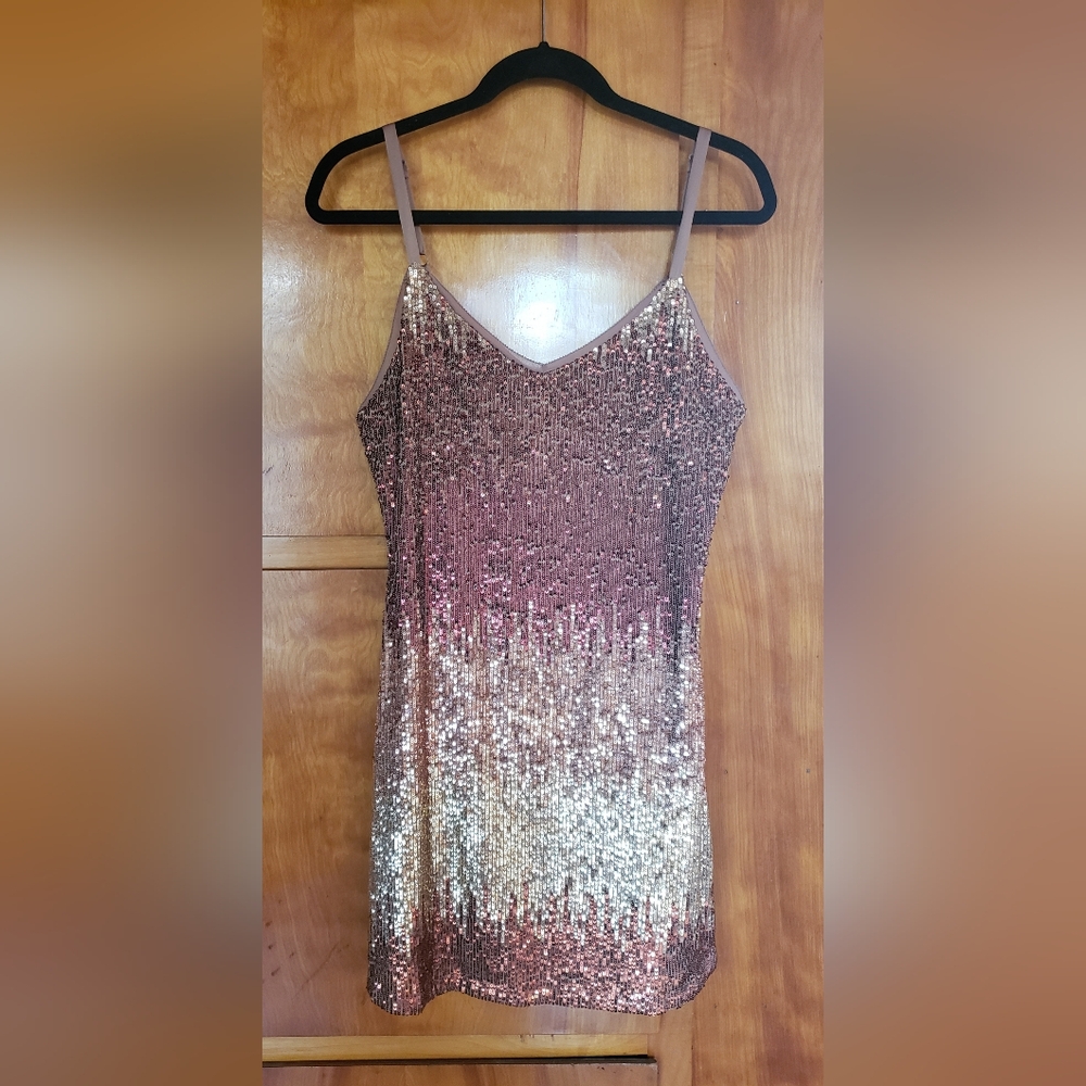 Sequin Ombre Mini Dress - Rose Gold